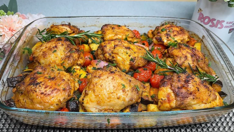 Sobrecoxa de Frango Assada no Forno com Legumes Dourados e Suculentos